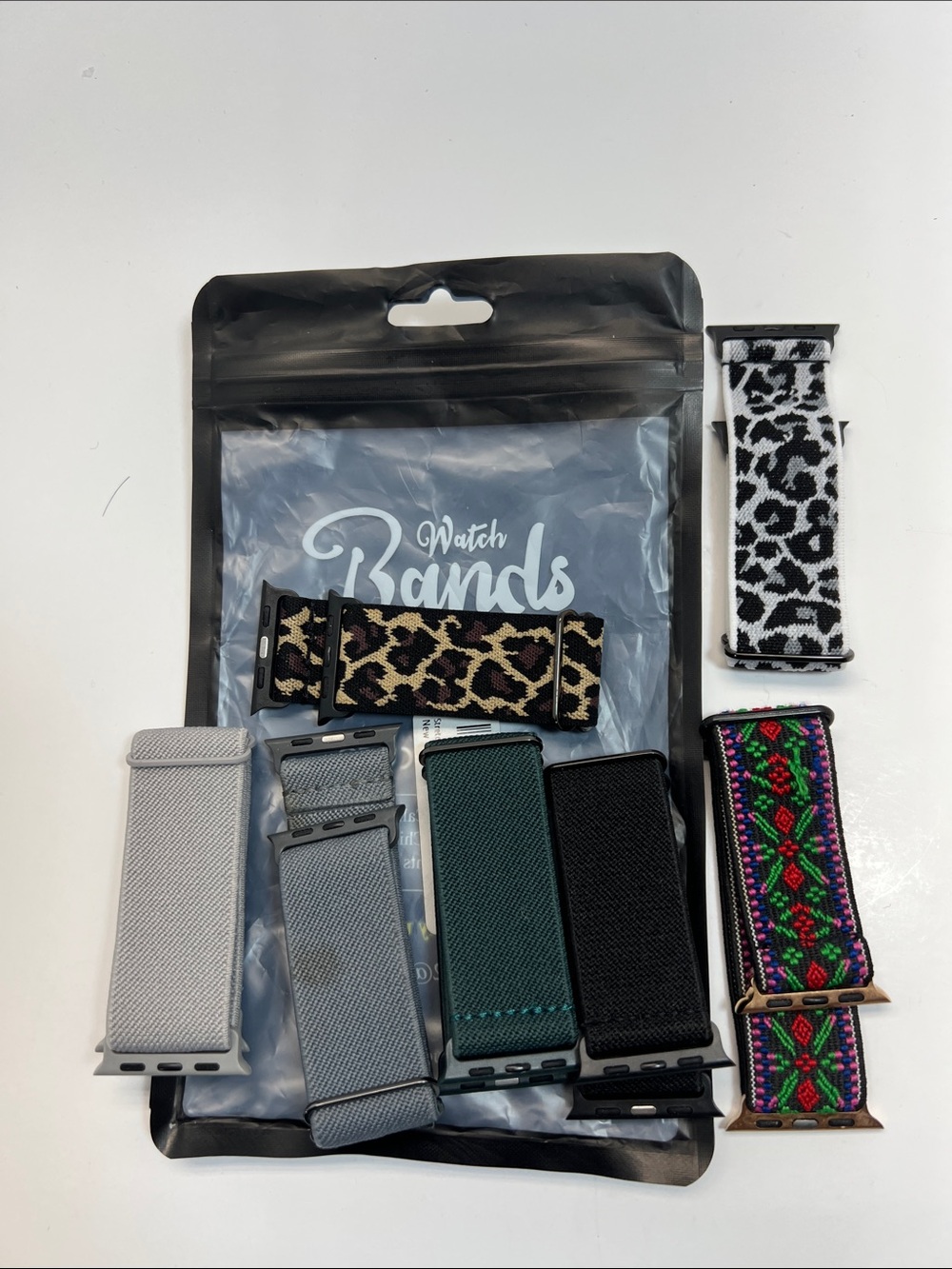 Assorted Replacement Apple 6  Watch Bands - Leopard, Floral, Gray, Green, Black